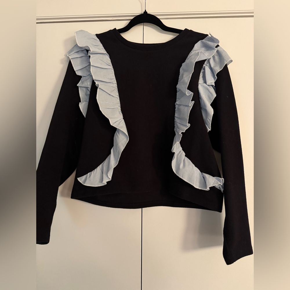 Zara Blue Top with Blue Ruffle Accents